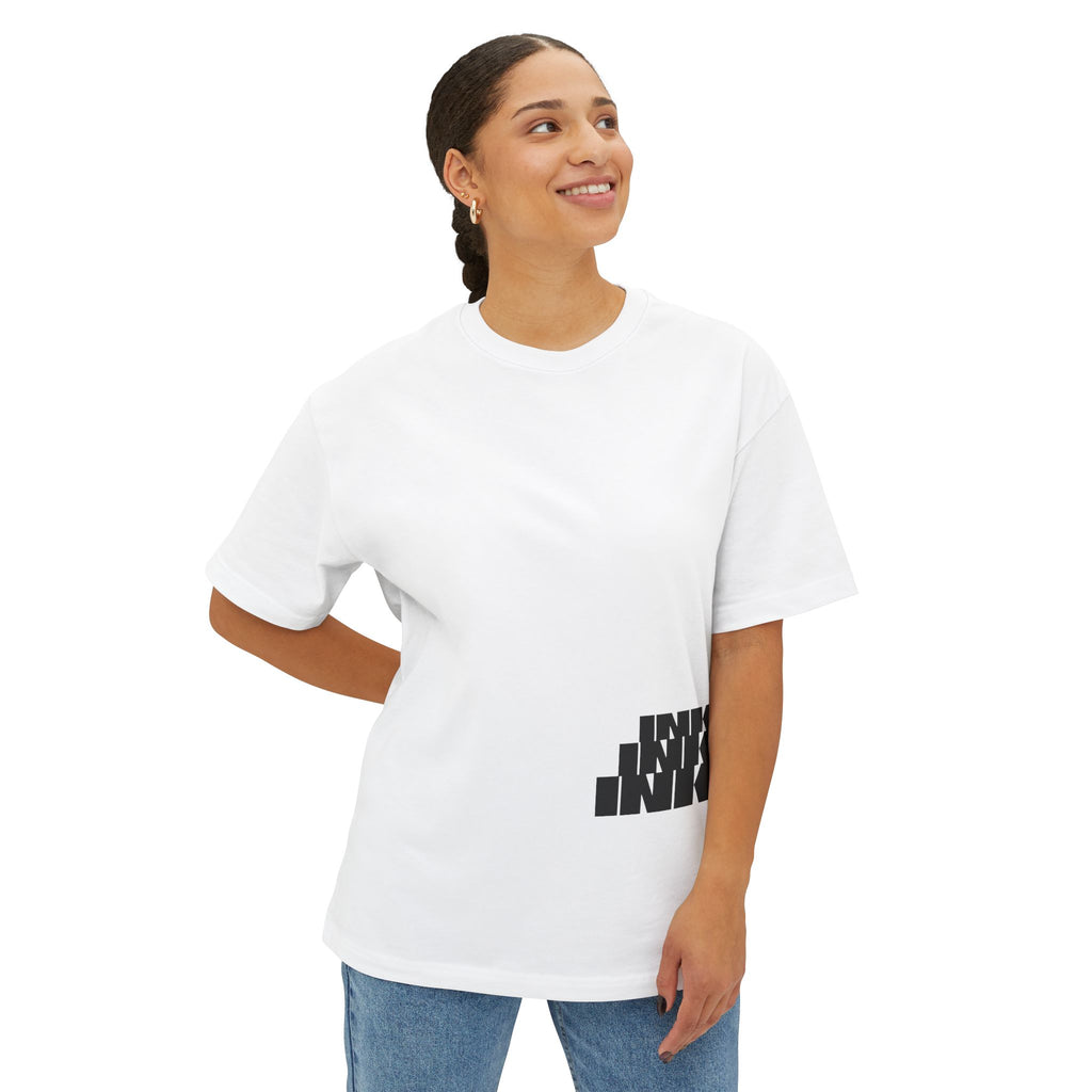 Casual Oversized Tee with Ink & Cotton Design