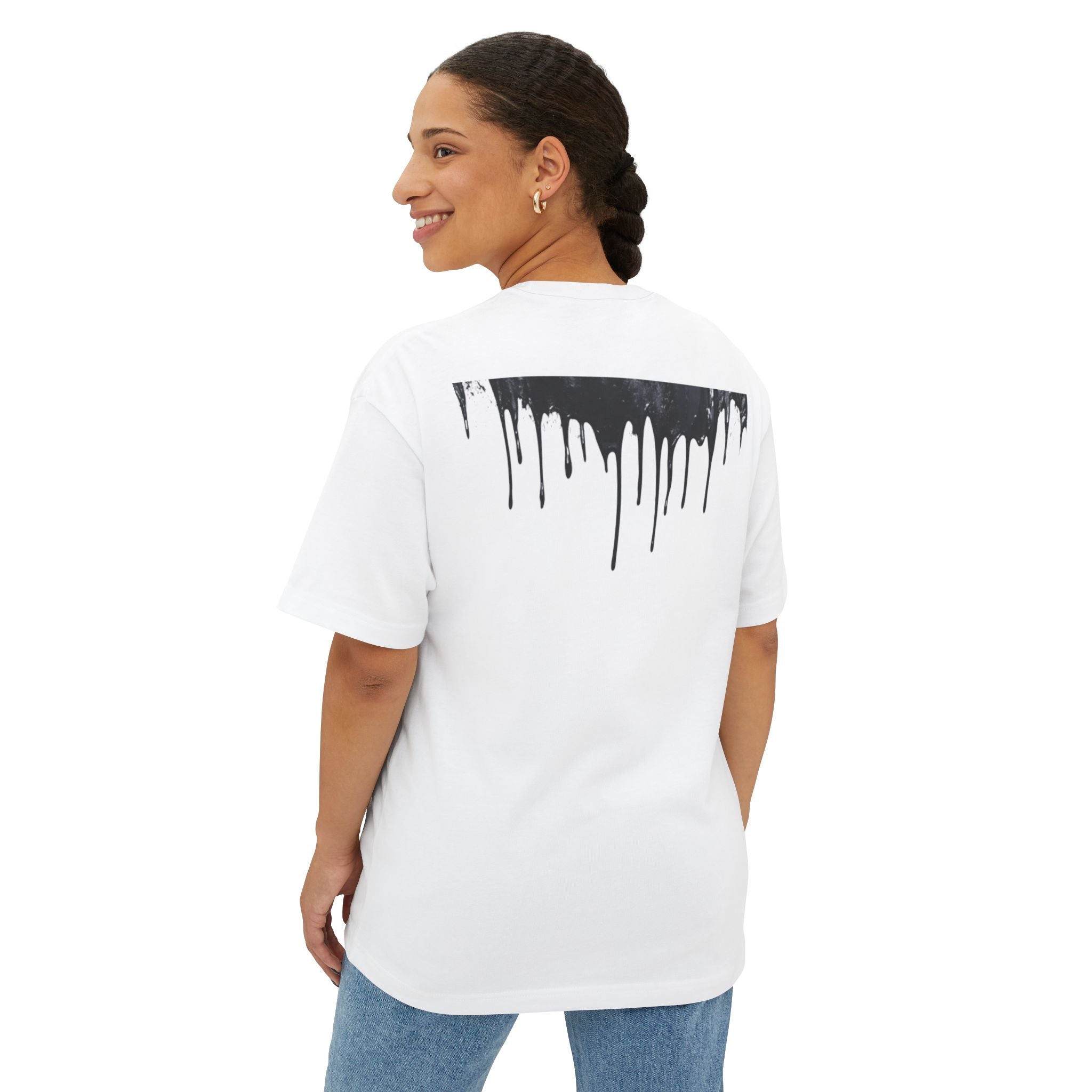 Casual Oversized Tee with Ink & Cotton Design