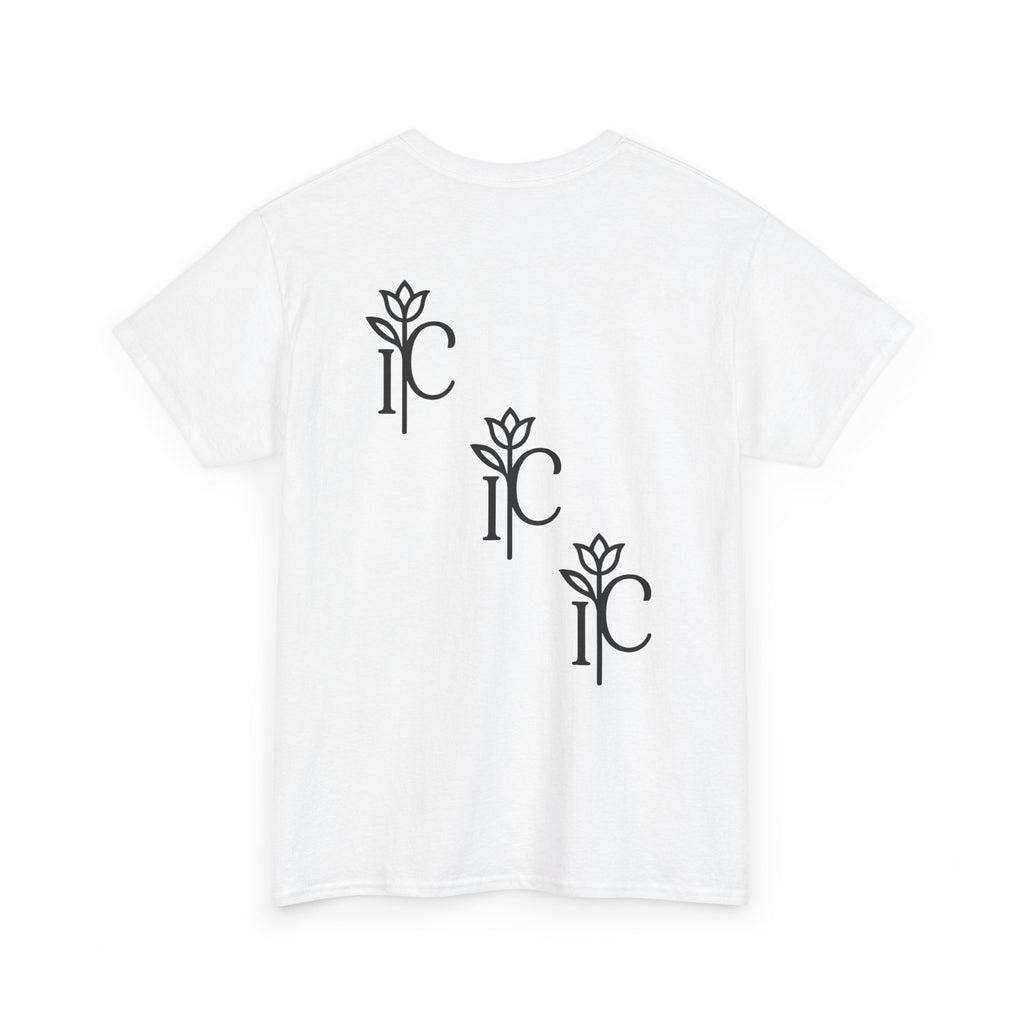 Minimalist Black Tee with Subtle Rose Monogram