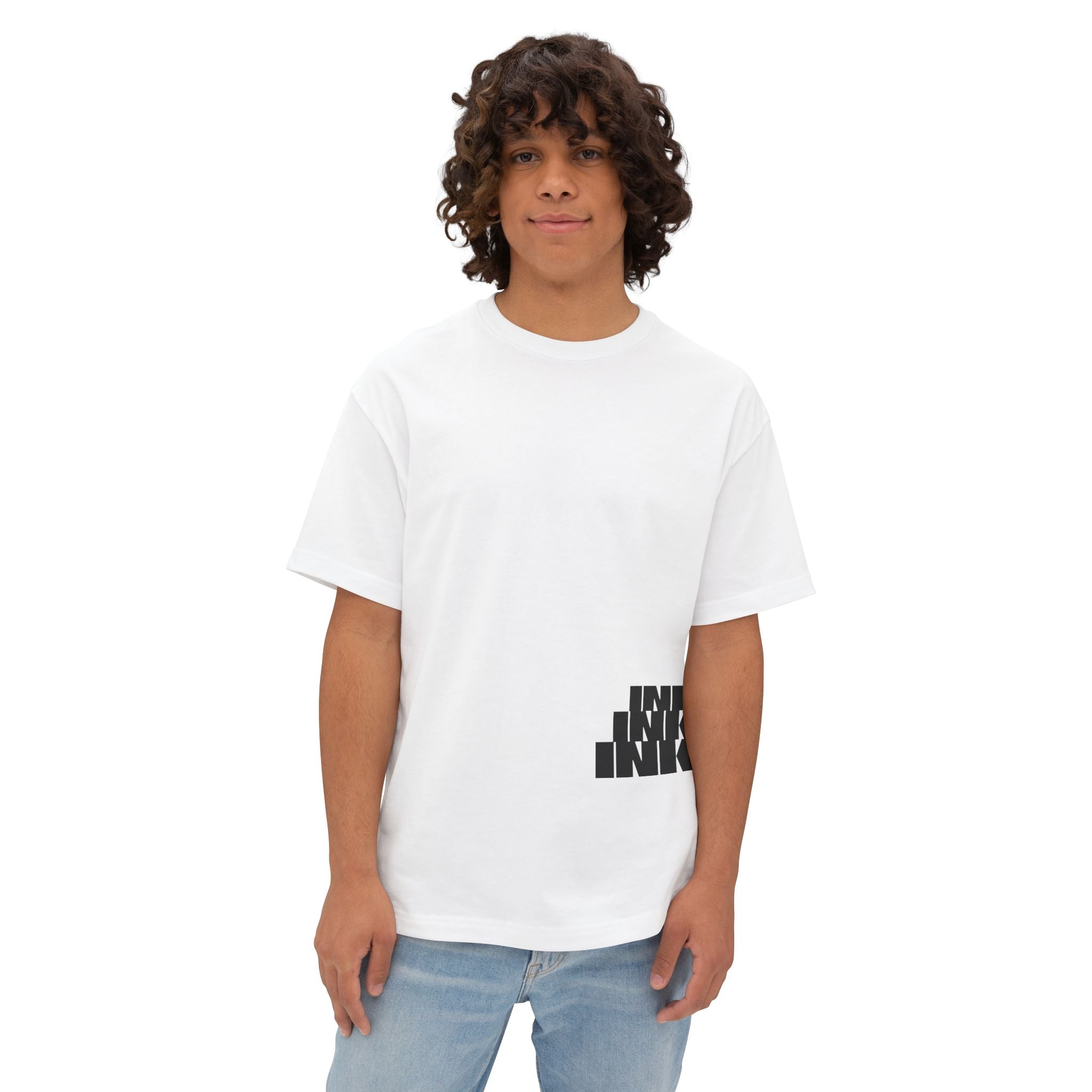 Casual Oversized Tee with Ink & Cotton Design